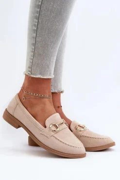Sale Mokasyny Damskie Na Płaskim Obcasie Z Ozdobą Beżowe Aviole Damskie Mokasyny Damskie Zamszowe
