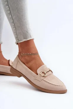 Sale Mokasyny Damskie Na Płaskim Obcasie Z Ozdobą Beżowe Aviole Damskie Mokasyny Damskie Zamszowe