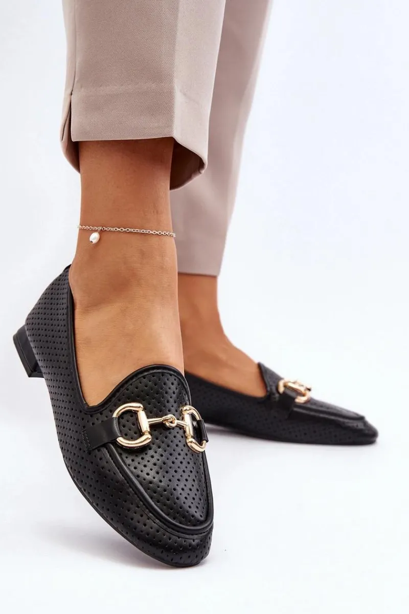 Outlet Mokasyny Damskie Na Płaskim Obcasie Z Ozdobą Czarne Iluvana Damskie Loafersy Damskie|Mokasyny Płaskie