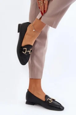 Outlet Mokasyny Damskie Na Płaskim Obcasie Z Ozdobą Czarne Iluvana Damskie Loafersy Damskie|Mokasyny Płaskie