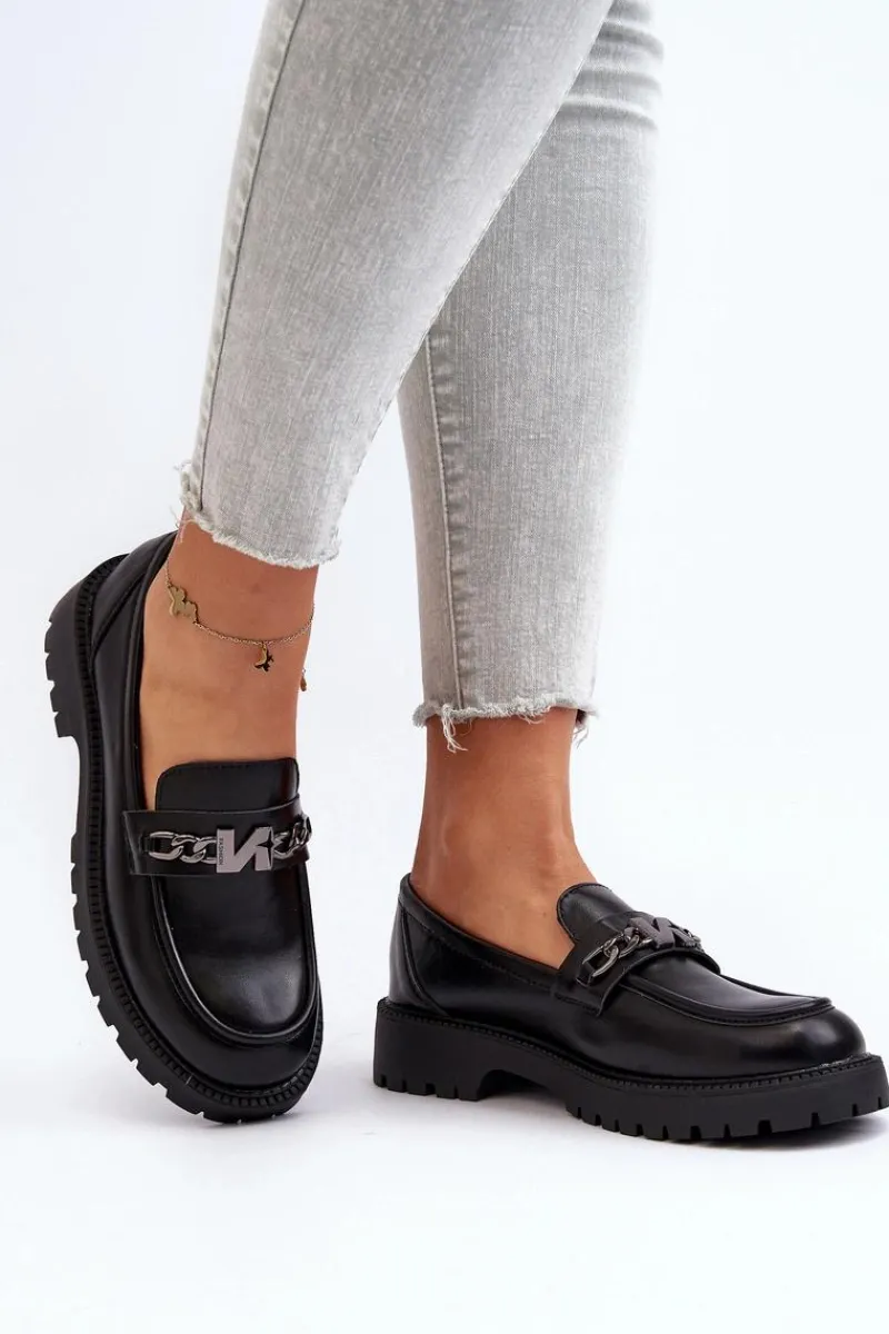 Clearance Mokasyny Damskie Na Płaskim Obcasie Czarne Ezoma Damskie Loafersy Damskie|Mokasyny Płaskie