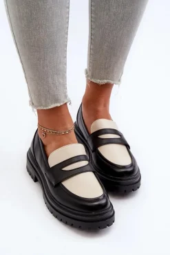 Online Mokasyny Damskie Na Płaskim Obcasie I Platformie Czarne Kaldira Damskie Mokasyny Damskie Skórzane|Mokasyny Na Platformie