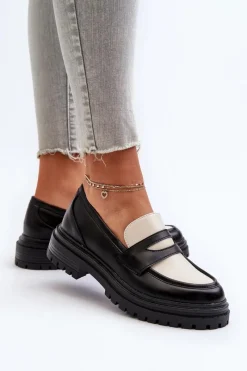 Online Mokasyny Damskie Na Płaskim Obcasie I Platformie Czarne Kaldira Damskie Mokasyny Damskie Skórzane|Mokasyny Na Platformie