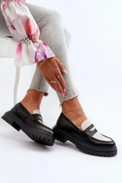 Online Mokasyny Damskie Na Płaskim Obcasie I Platformie Czarne Kaldira Damskie Mokasyny Damskie Skórzane|Mokasyny Na Platformie