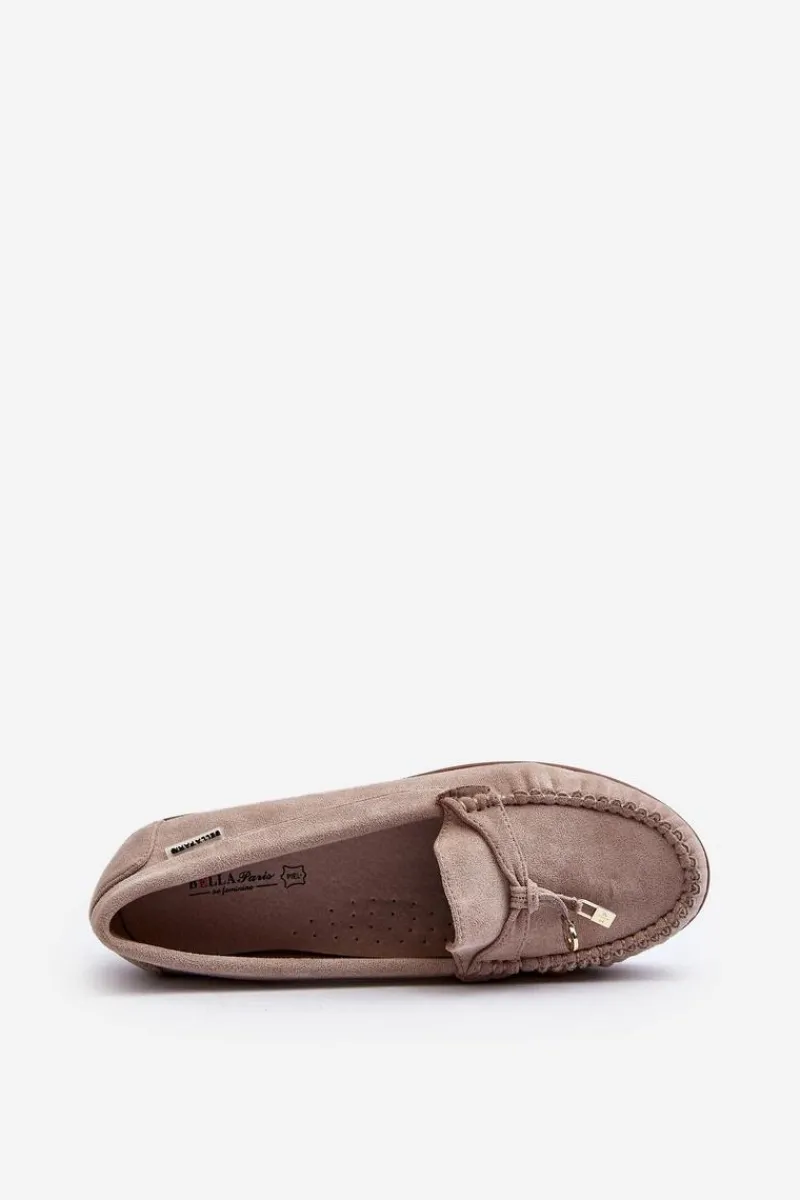 Outlet Boto Mokasyny Damskie Na Platformie Beżowe Railav