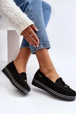 Loafersy Damskie|Mokasyny Na Platformie></noscript>Boto Mokasyny Damskie Na Platformie Czarne Railav