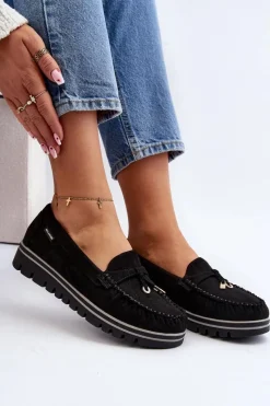 Loafersy Damskie|Mokasyny Na Platformie></noscript>Boto Mokasyny Damskie Na Platformie Czarne Railav