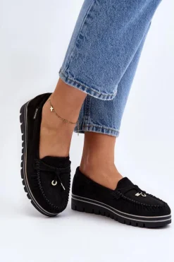 Loafersy Damskie|Mokasyny Na Platformie></noscript>Boto Mokasyny Damskie Na Platformie Czarne Railav