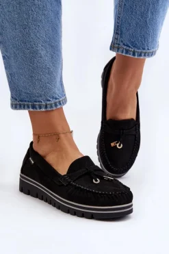 Loafersy Damskie|Mokasyny Na Platformie></noscript>Boto Mokasyny Damskie Na Platformie Czarne Railav