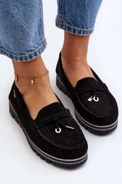 Loafersy Damskie|Mokasyny Na Platformie></noscript>Boto Mokasyny Damskie Na Platformie Czarne Railav