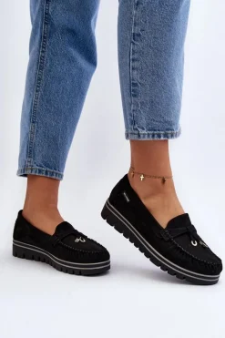 Loafersy Damskie|Mokasyny Na Platformie></noscript>Boto Mokasyny Damskie Na Platformie Czarne Railav