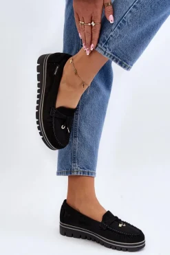 Loafersy Damskie|Mokasyny Na Platformie></noscript>Boto Mokasyny Damskie Na Platformie Czarne Railav