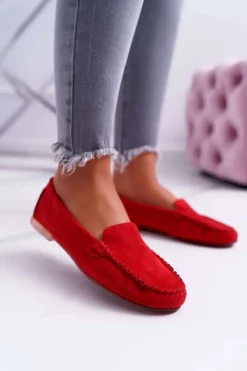 Discount Buty Sergio Leone Mokasyny Damskie Sergio Leone Zamszowe Czerwone Winted