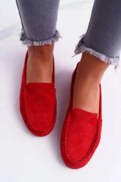 Discount Buty Sergio Leone Mokasyny Damskie Sergio Leone Zamszowe Czerwone Winted