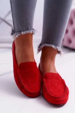 Discount Buty Sergio Leone Mokasyny Damskie Sergio Leone Zamszowe Czerwone Winted