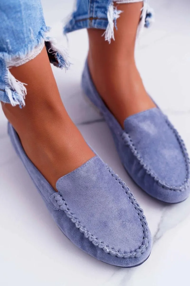 Outlet Buty Sergio Leone Mokasyny Damskie Sergio Leone Zamszowe Jasnoniebieskie Winted