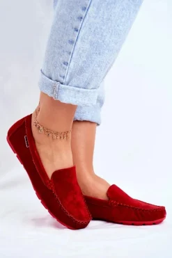 Mokasyny Damskie Zamszowe>Buty damskie Vinceza Mokasyny Damskie Skóra Zamsz Czerwone Papito