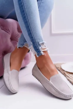 Best Damskie buty S.Barski Mokasyny Damskie Skóra Zamszowa Beżowe Tenzion