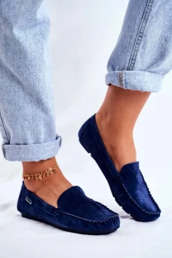 Mokasyny Damskie Zamszowe>Buty damskie Vinceza Mokasyny Damskie Skóra Zamsz Niebieskie Papito