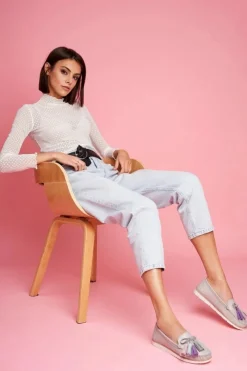 New Evento Mokasyny Damskie Skórzane Szare Bebbo