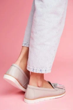 New Evento Mokasyny Damskie Skórzane Szare Bebbo