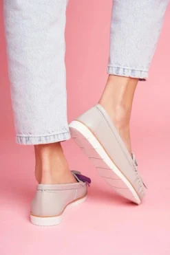 New Evento Mokasyny Damskie Skórzane Szare Bebbo