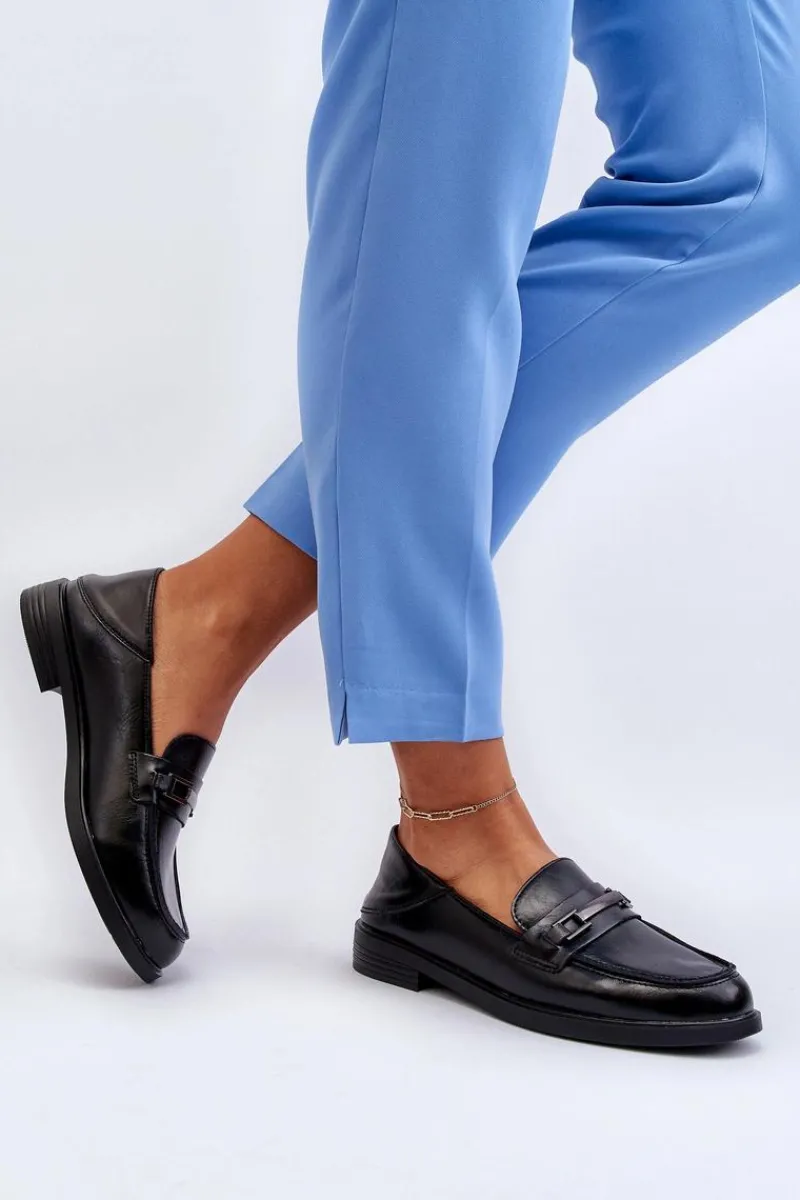 Sale Buty damskie Vinceza Mokasyny Damskie Skórzane Czarne Nurea