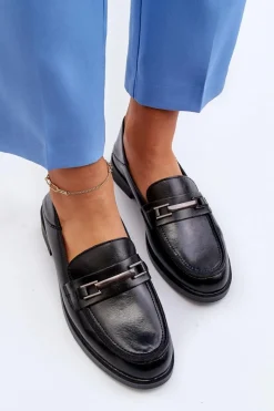 Sale Buty damskie Vinceza Mokasyny Damskie Skórzane Czarne Nurea