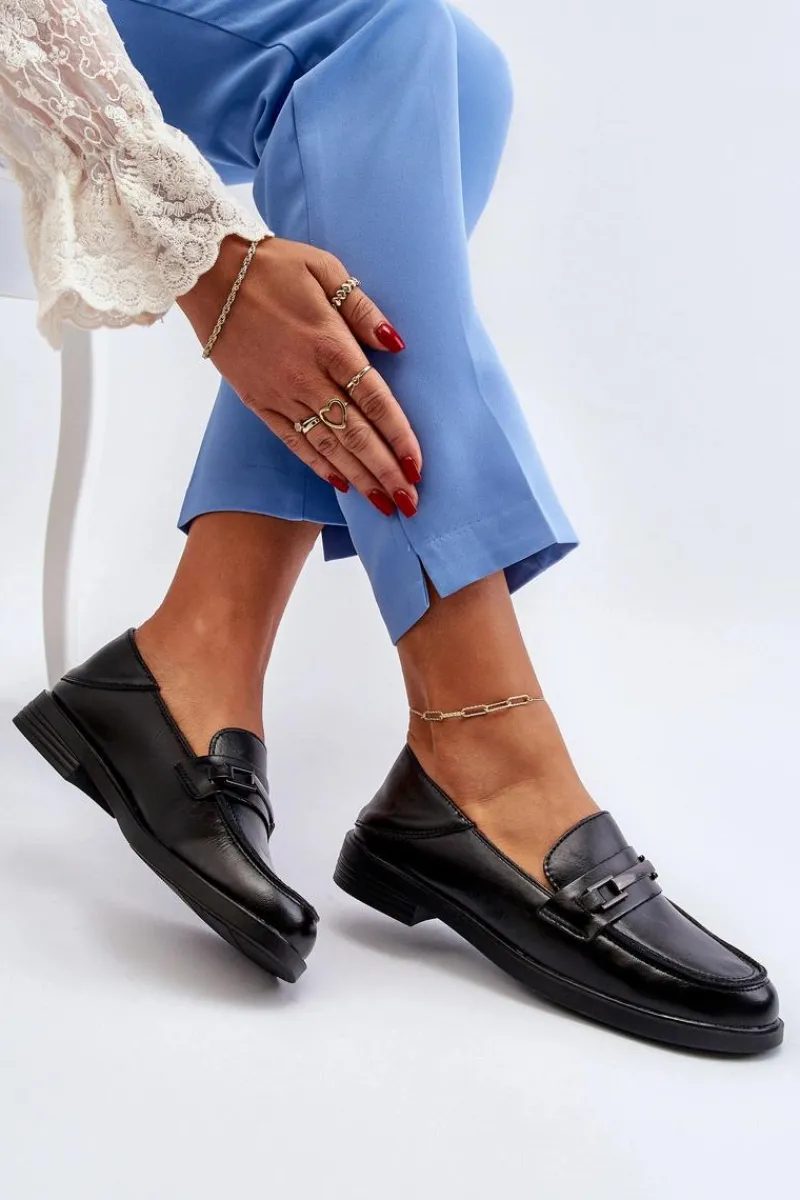 Sale Buty damskie Vinceza Mokasyny Damskie Skórzane Czarne Nurea