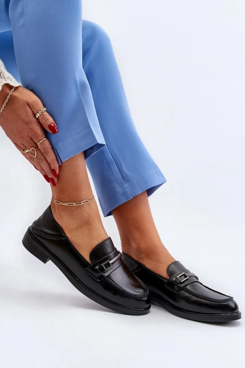 Sale Buty damskie Vinceza Mokasyny Damskie Skórzane Czarne Nurea