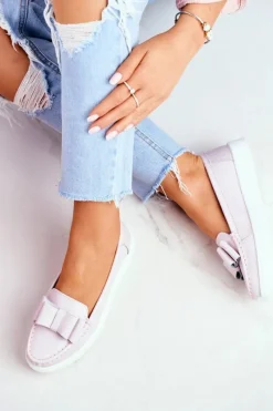 Mokasyny Damskie Skórzane>Damskie buty S.Barski Mokasyny Damskie Skórzane Różowe Lovren