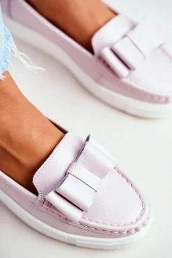 Mokasyny Damskie Skórzane>Damskie buty S.Barski Mokasyny Damskie Skórzane Różowe Lovren