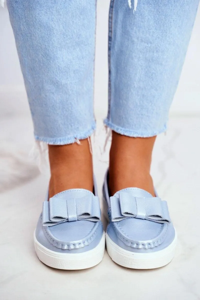 Sale Mokasyny Damskie Skórzane Niebieskie Lovren Damskie Mokasyny Damskie Skórzane