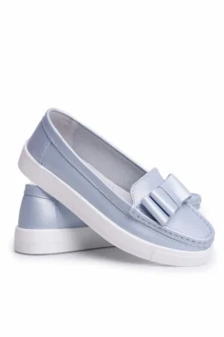 Sale Mokasyny Damskie Skórzane Niebieskie Lovren Damskie Mokasyny Damskie Skórzane