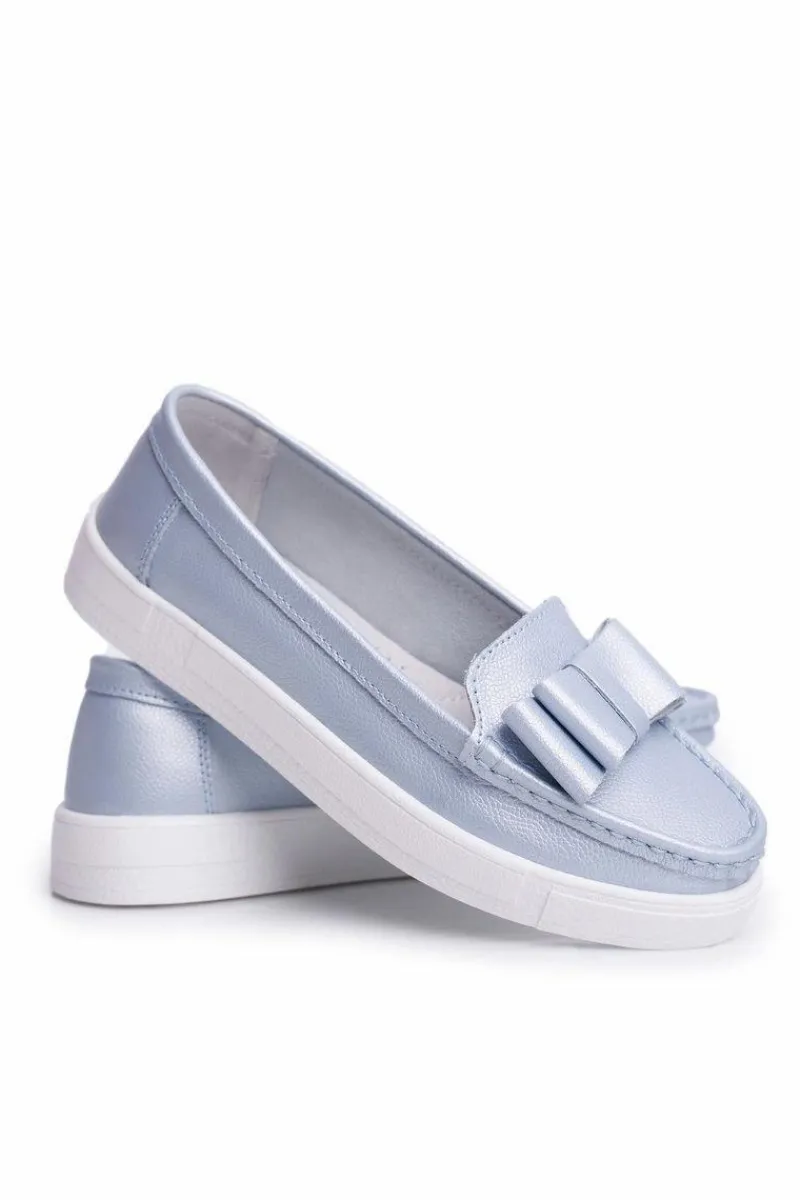 Sale Mokasyny Damskie Skórzane Niebieskie Lovren Damskie Mokasyny Damskie Skórzane