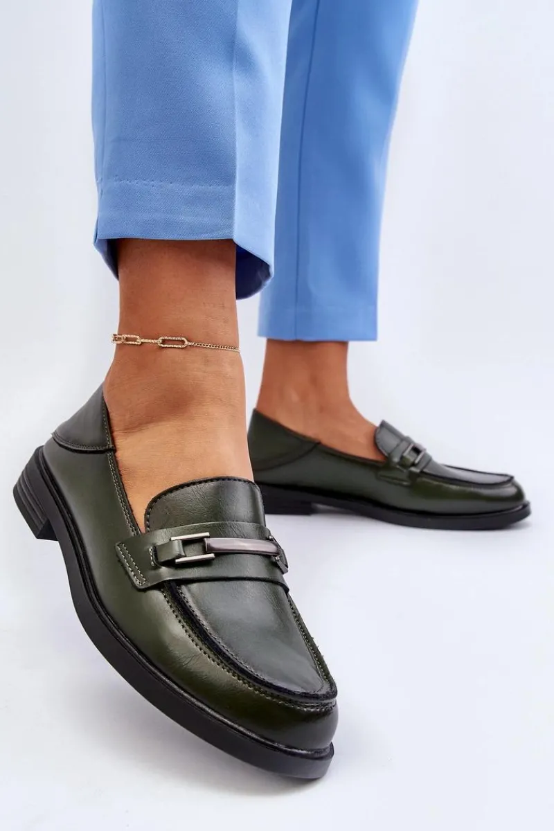 Mokasyny Damskie Skórzane>Buty damskie Vinceza Mokasyny Damskie Skórzane Ciemnozielone Nurea