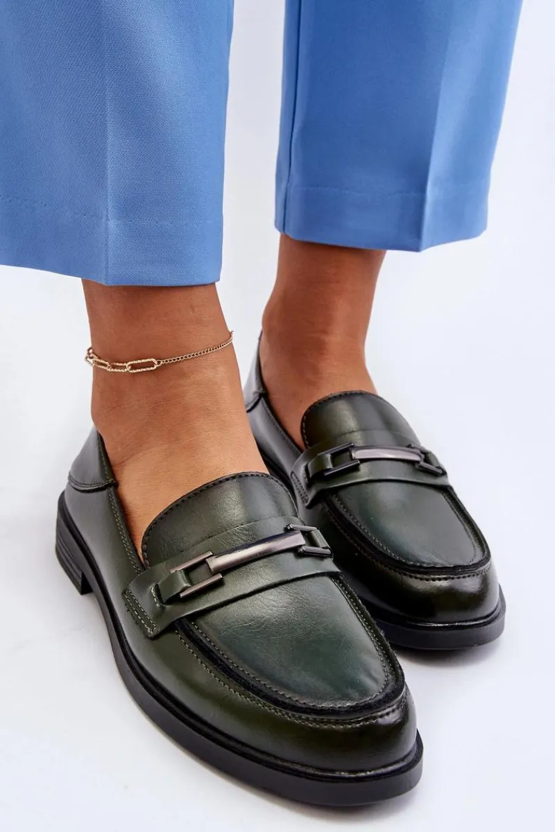 Mokasyny Damskie Skórzane>Buty damskie Vinceza Mokasyny Damskie Skórzane Ciemnozielone Nurea