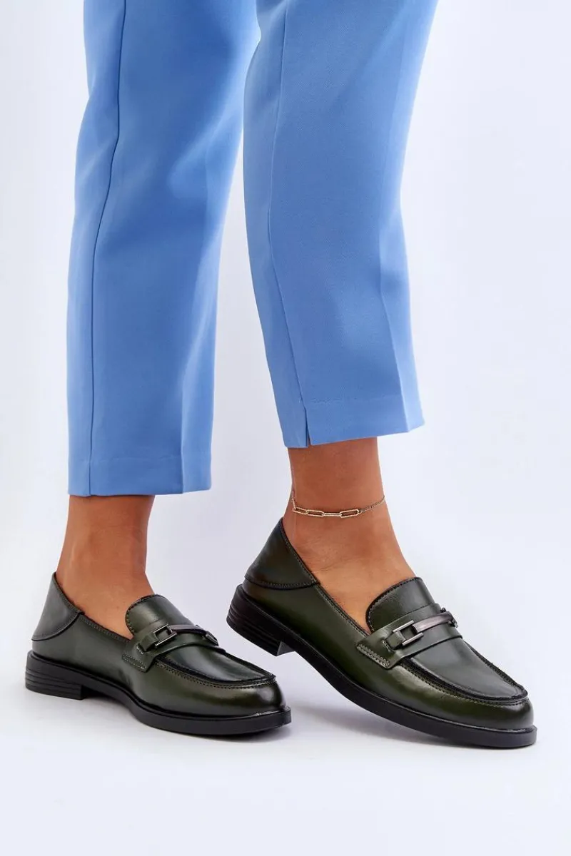 Mokasyny Damskie Skórzane>Buty damskie Vinceza Mokasyny Damskie Skórzane Ciemnozielone Nurea