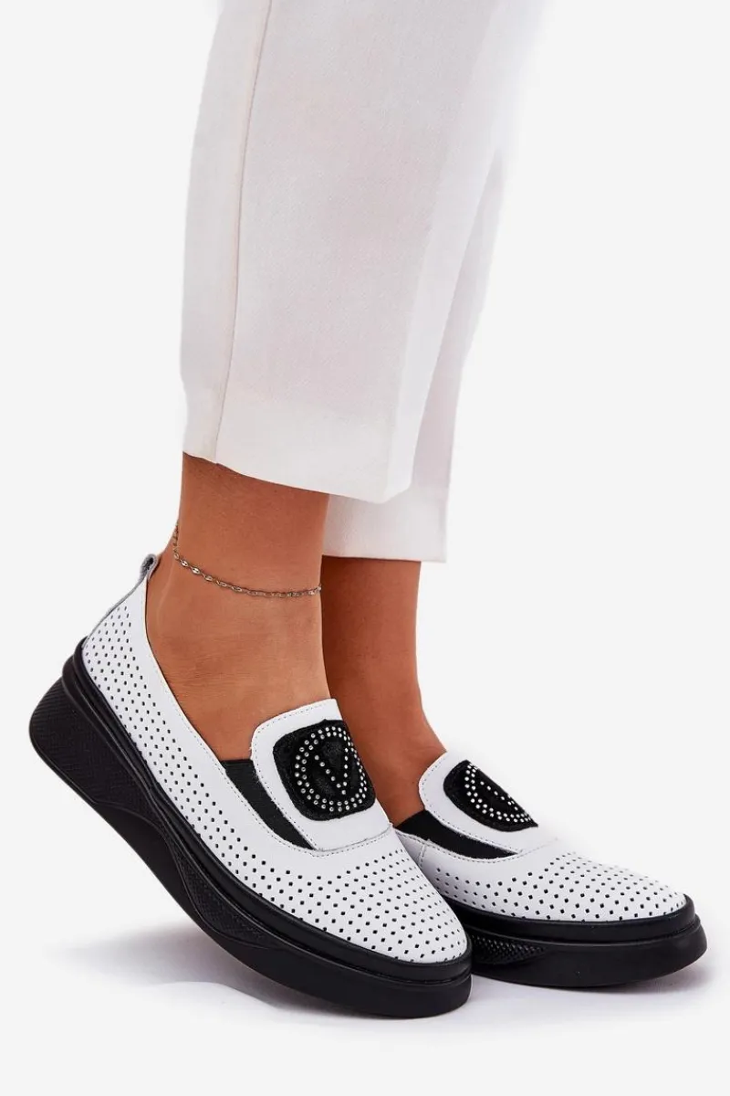 Loafersy Damskie|Mokasyny Damskie Skórzane>Buty damskie Vinceza Mokasyny Damskie Skórzane Na Platformie I Koturnie Vinceza 79522 Białe Biały