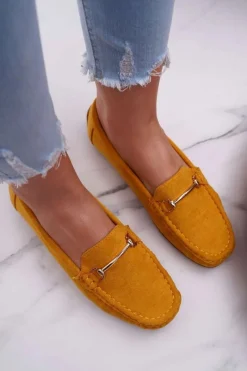 Best Boto Mokasyny Damskie Żółte Zamszowe Sonnero