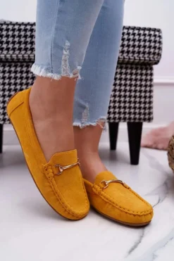 Best Boto Mokasyny Damskie Żółte Zamszowe Sonnero