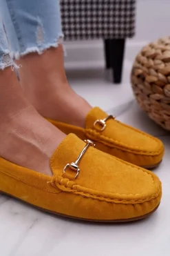 Best Boto Mokasyny Damskie Żółte Zamszowe Sonnero