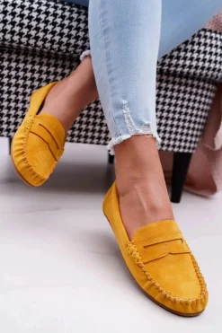 Sale Boto Mokasyny Damskie Żółte Zamszowe Bolero