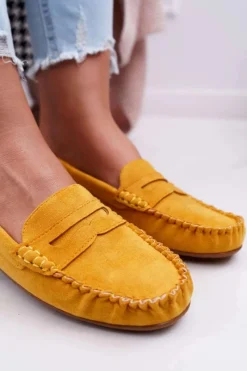 Sale Boto Mokasyny Damskie Żółte Zamszowe Bolero