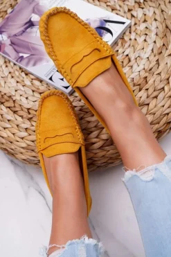 Sale Boto Mokasyny Damskie Żółte Zamszowe Bolero