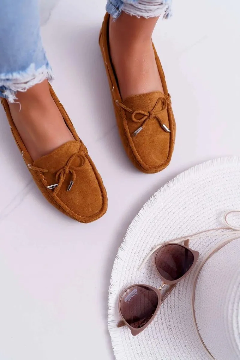 Hot Boto Mokasyny Damskie Wygodne Eko-zamsz Camel Memfi