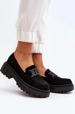 Outlet Mokasyny Damskie Z Łańcuchem Czarne Mevre Damskie Mokasyny Na Platformie|Mokasyny Damskie Zamszowe