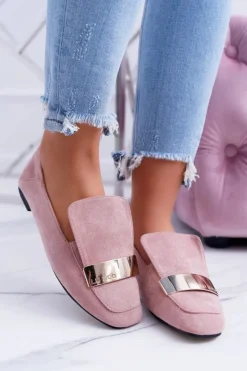 Online Mokasyny Damskie Z Blaszką Złote Lordsy Lu Boo Harlem Damskie Mokasyny Damskie Zamszowe