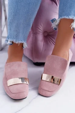 Online Mokasyny Damskie Z Blaszką Złote Lordsy Lu Boo Harlem Damskie Mokasyny Damskie Zamszowe