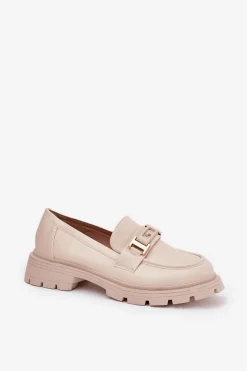 Boto Mokasyny Damskie Z Eko Skóry Beżowe Lomnela